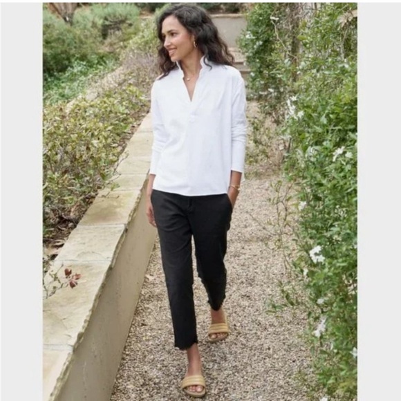 Frank & Eileen Kinsale Performance Cotton Linen Crop Pants Size: 10 Black - Picture 11 of 15